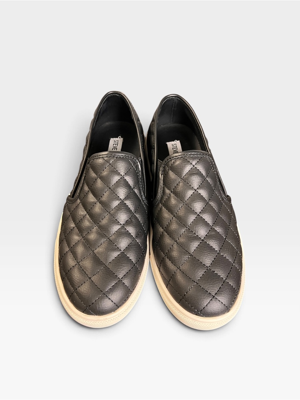 Steve Madden Ecentrcq Black Quilted Slip-On Shoes Womens Size 7